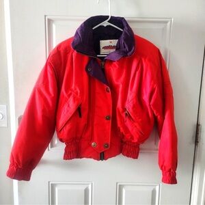 Vtg 80s  Women's Obermeyer Ski Jacket Bacall Size 6 Retro Puff Red Purple EUC